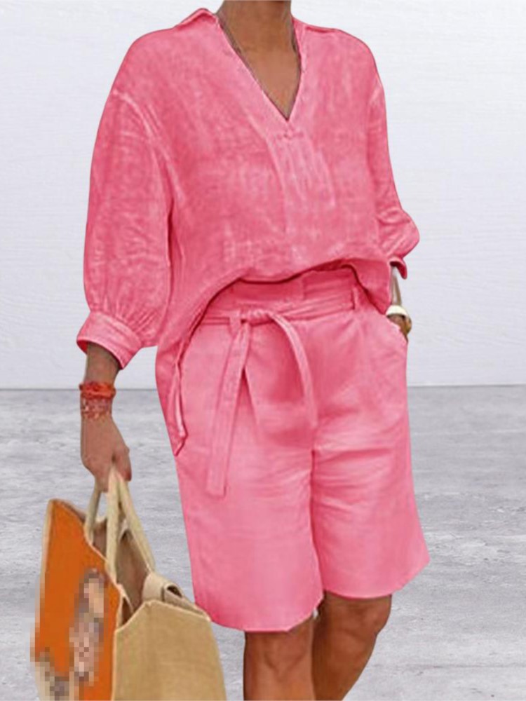 Women Suits Elegant Style Two  - Linen Shirt Breathable recensione e prezzo