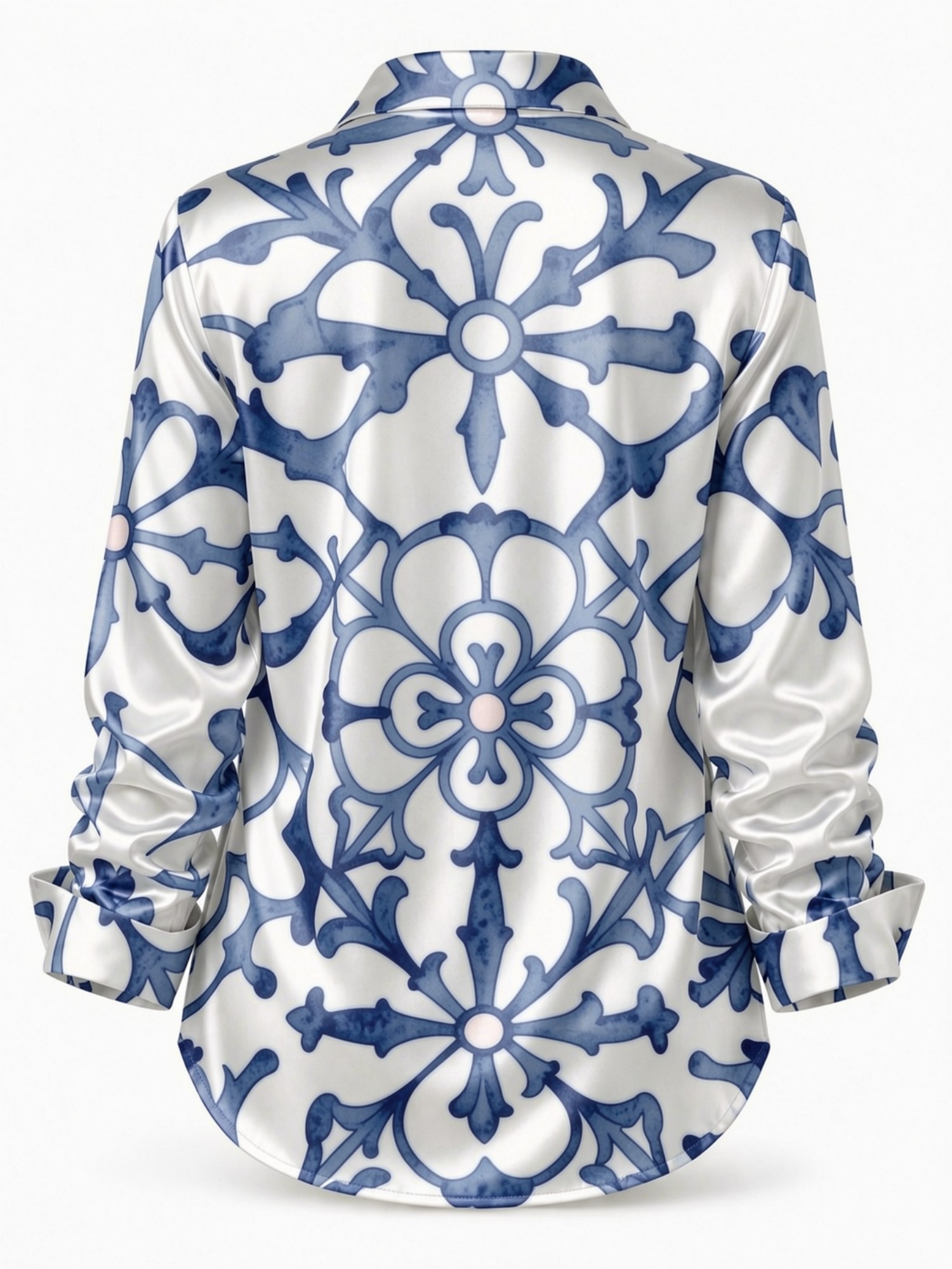 Blue Porcelain Floral Satin Bl - Resort Shirt Floral recensione e prezzo