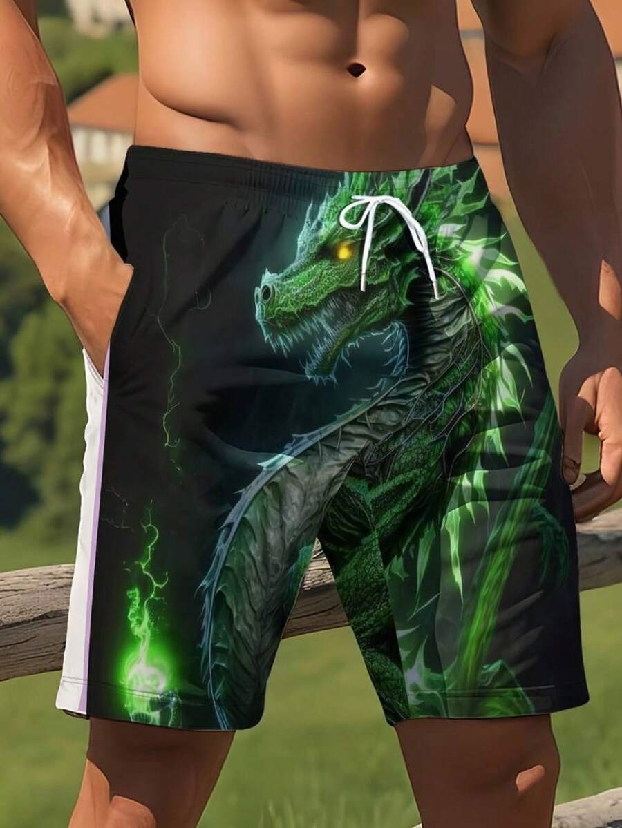 Mens Dragon Print Drawstring W - Swim Trunk Quick Dry recensione e prezzo