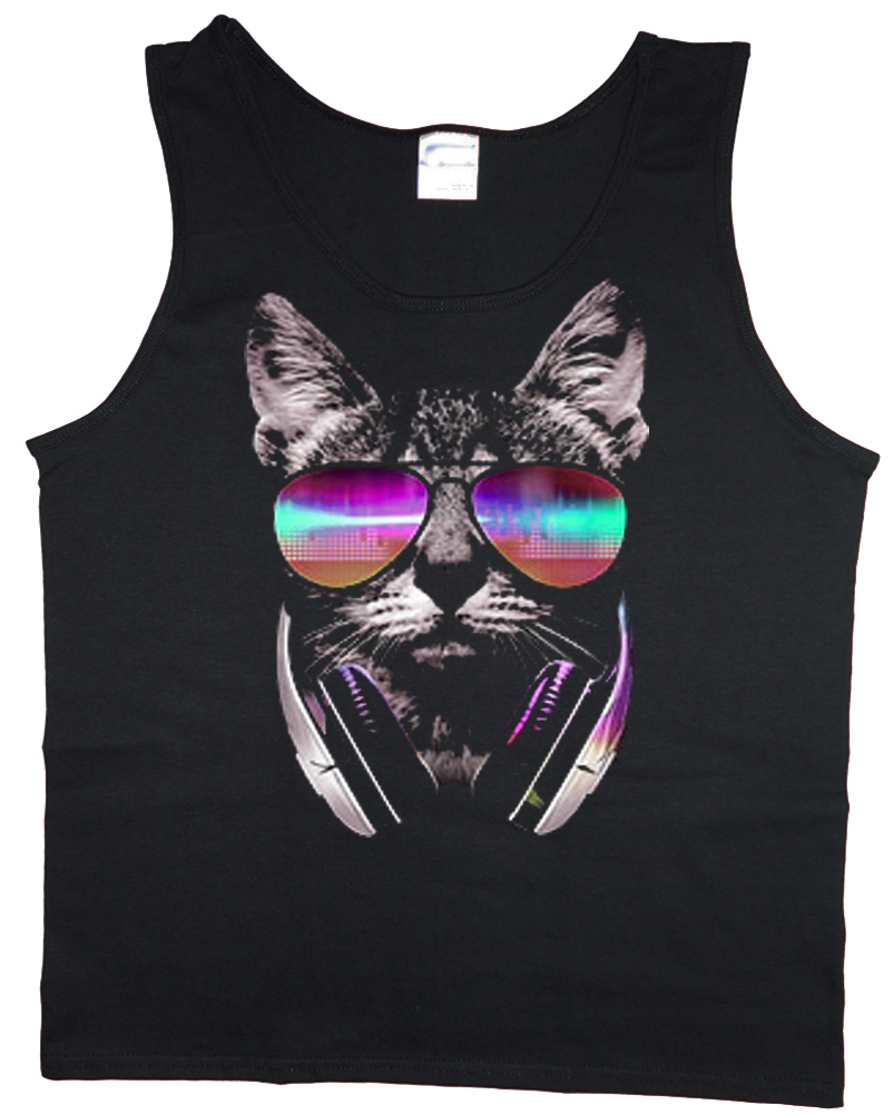 Funny DJ cat design sleeveless - Tank Top Muscle recensione e prezzo
