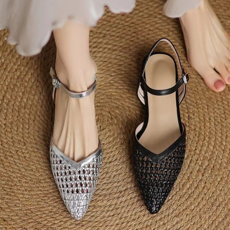 French pointed-toe woven high- - Casual Sandal Leather recensione e prezzo