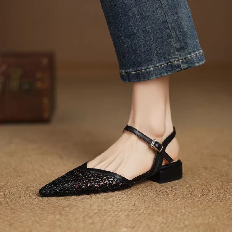 French pointed-toe woven high- - Casual Sandal Leather recensione e prezzo