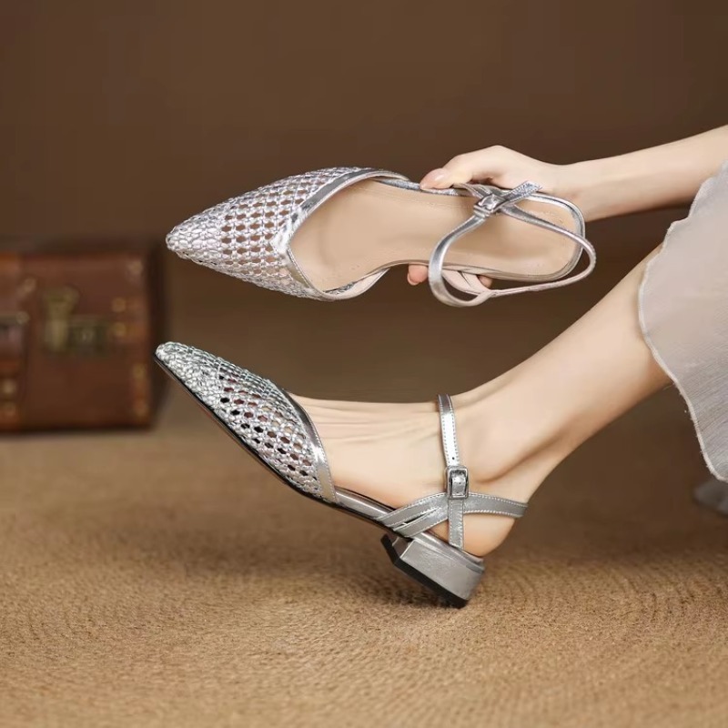 French pointed-toe woven high- - Casual Sandal Leather recensione e prezzo