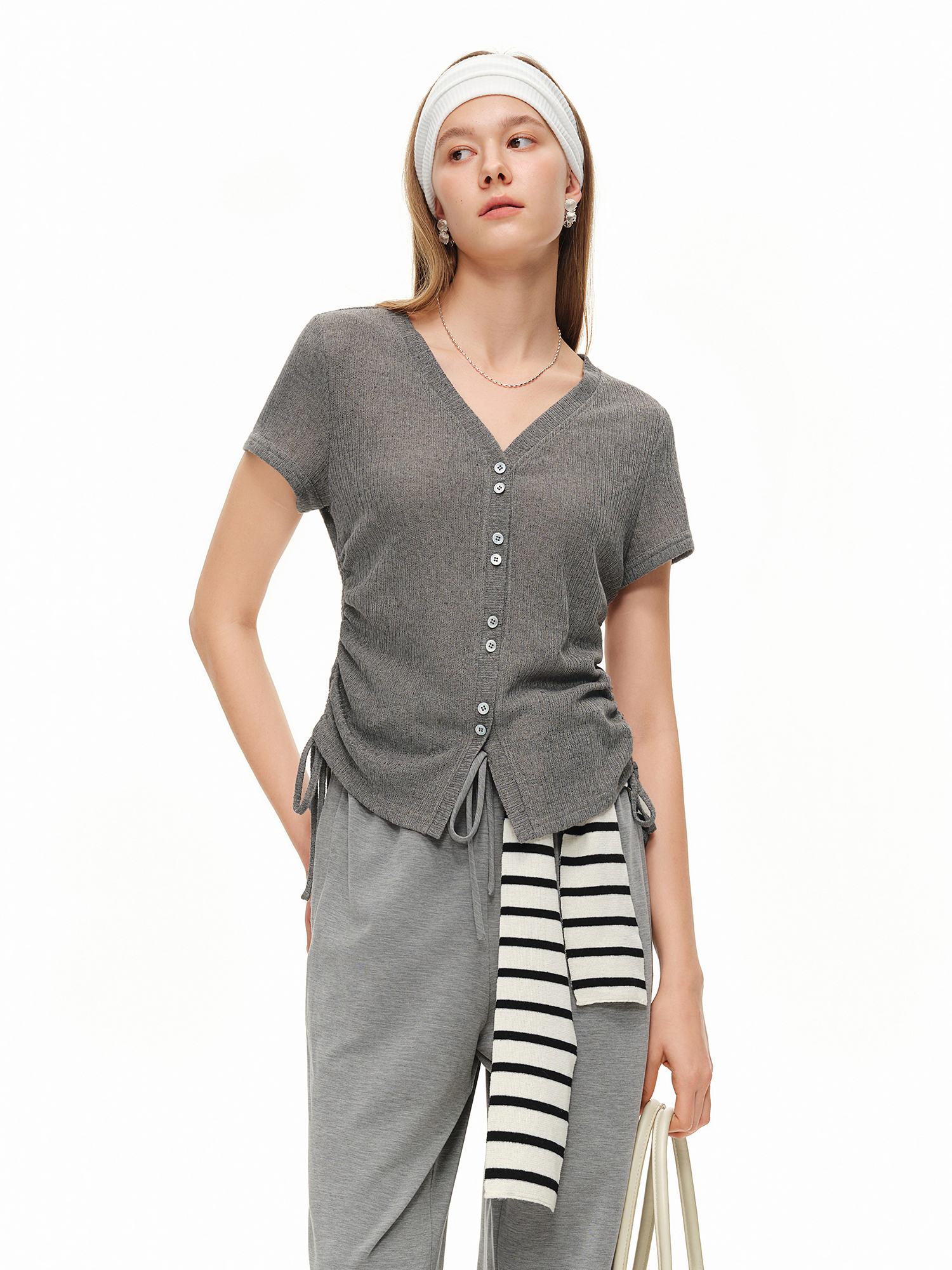DUSHU Lightweight V-neck Linen - Short Linen Drawstring recensione e prezzo