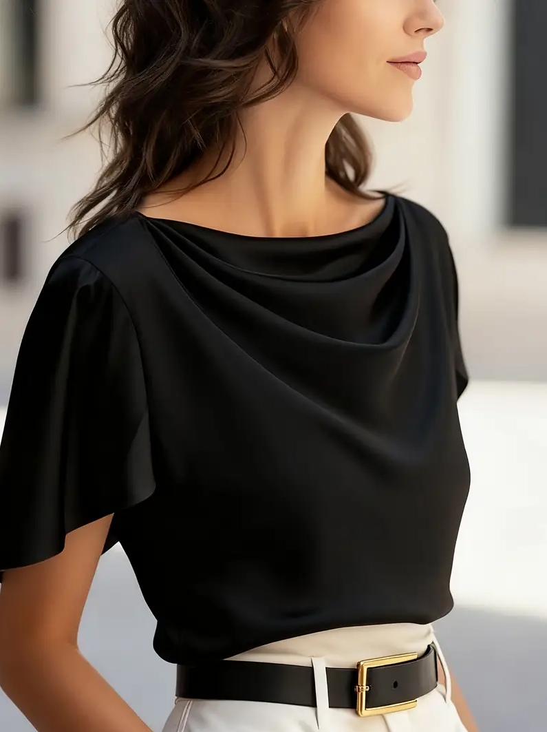Elegant Draped Collar Butterfl - Shirt Camp Collar recensione e prezzo