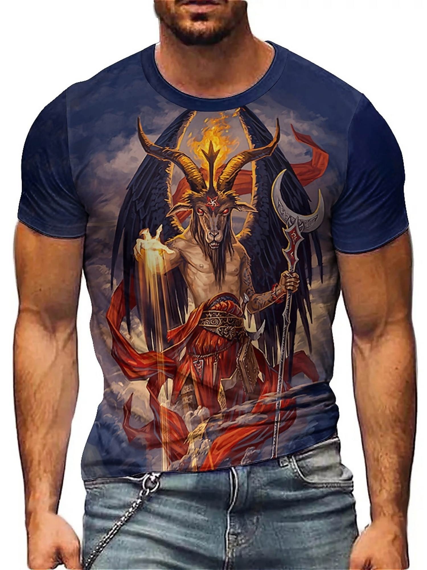 Men's 3D Demon Print T-Shirt | - Tee Graphic Print recensione e prezzo