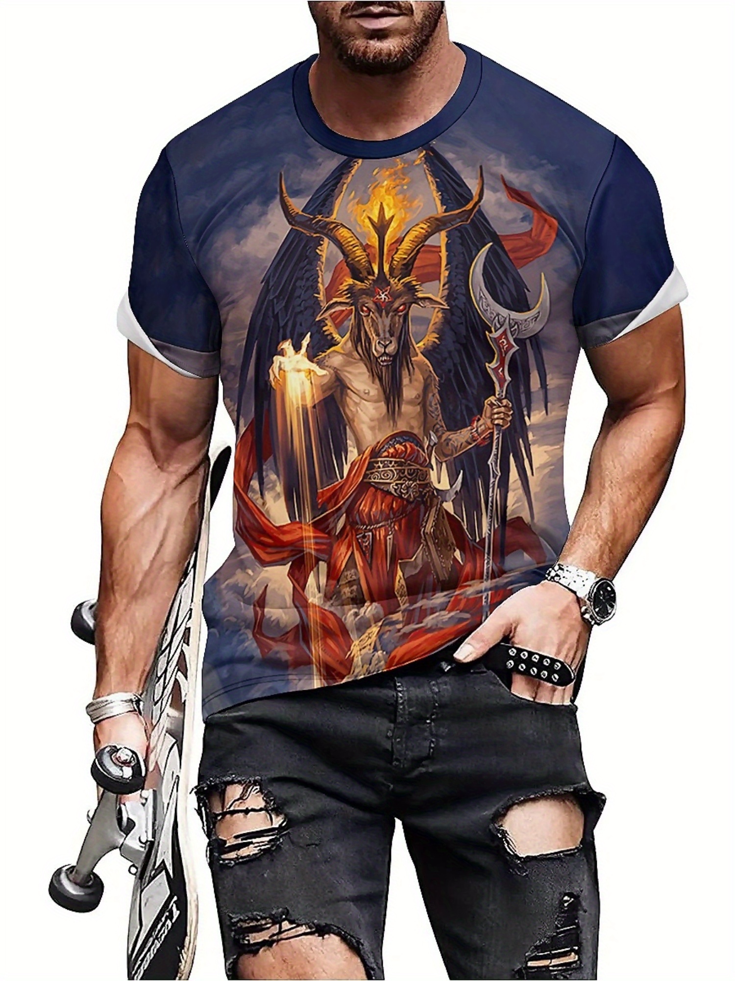 Men's 3D Demon Print T-Shirt | - Tee Graphic Print recensione e prezzo