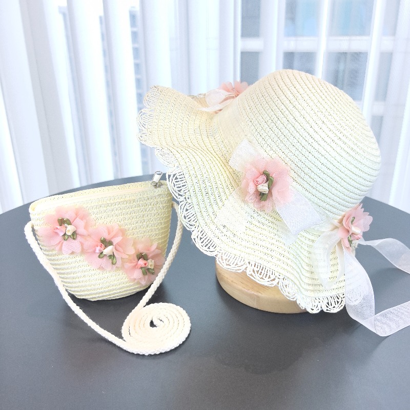 Girls 2pcs Straw Hat Solid Col - Bucket Hat Straw recensione e prezzo